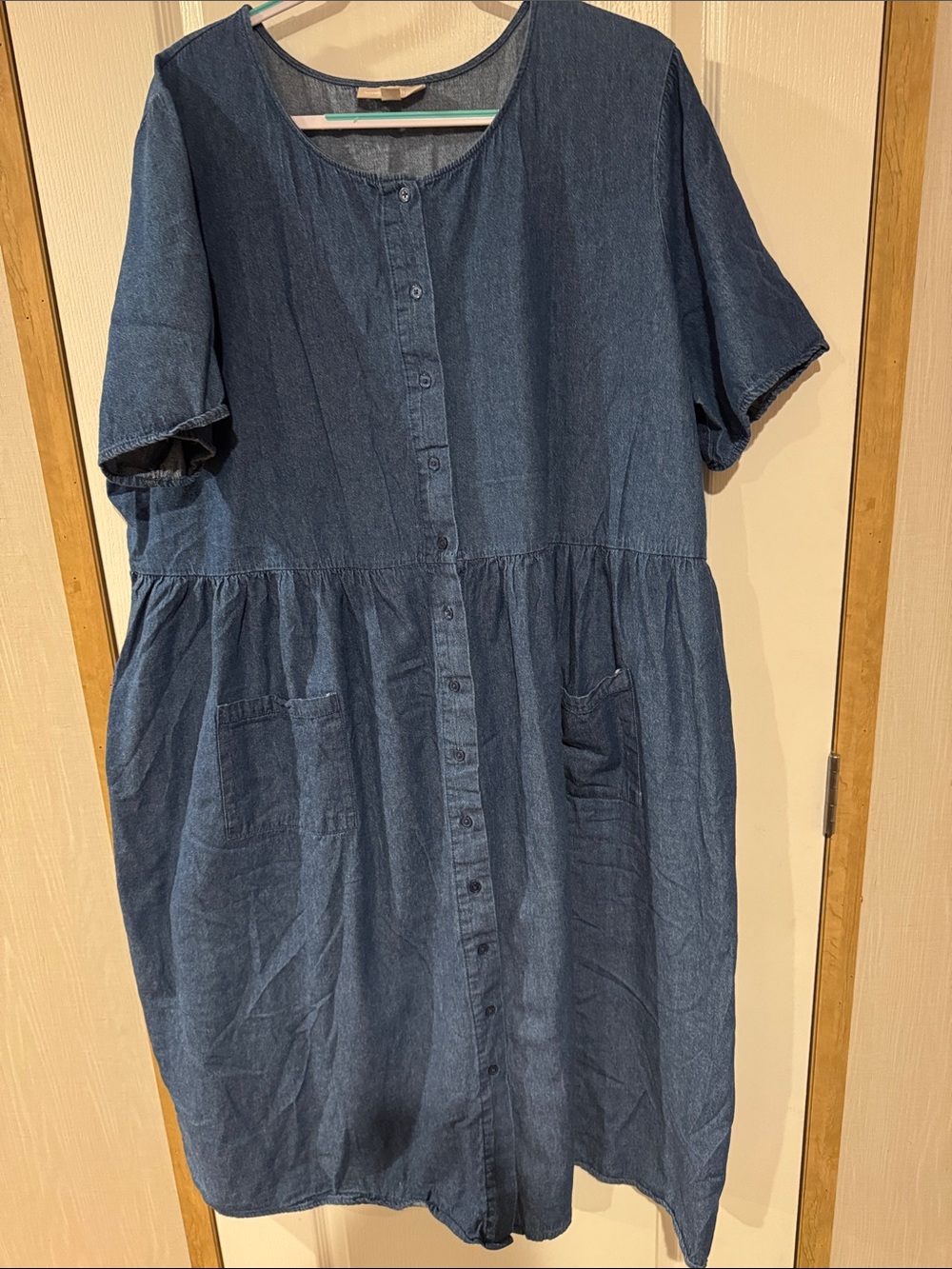 Woman Within Denim Midi Dress in Dark Blue